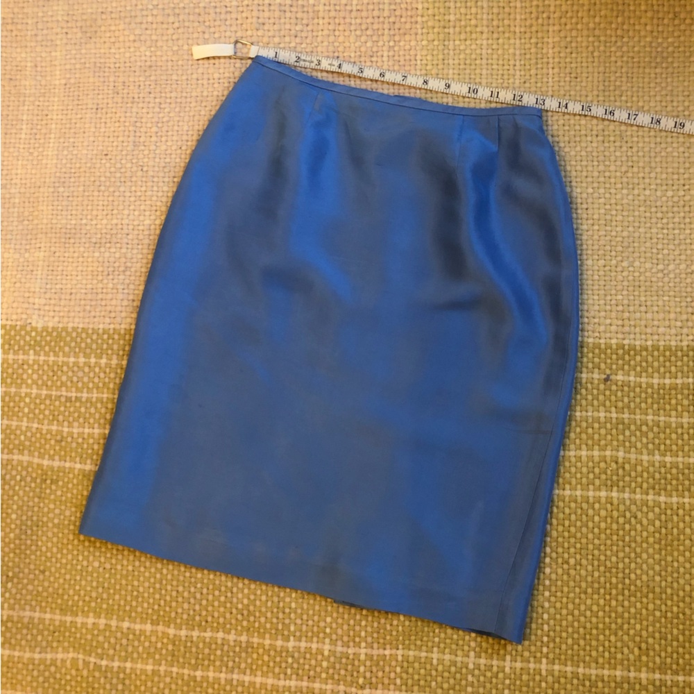 100% Silk Bowie Blue Pencil Skirt